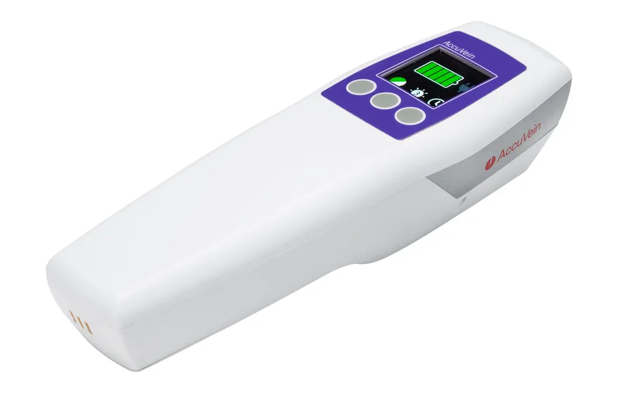 AccuVein infrared vein viewer used before filler and contour injections at Time Return Clinic